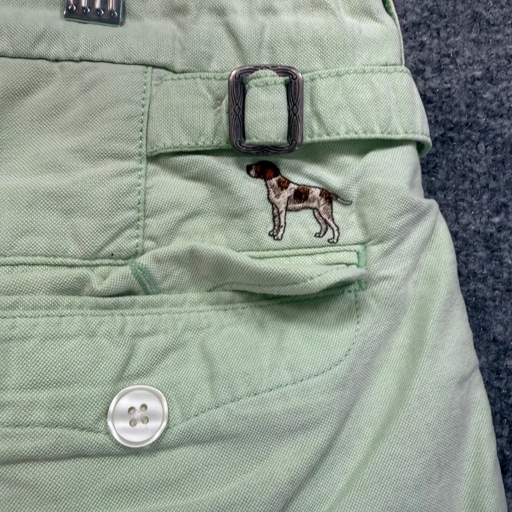 Polo Ralph Lauren Shorts Mens 38 Green Embroidered Dog Buckle Side Chino Classic
